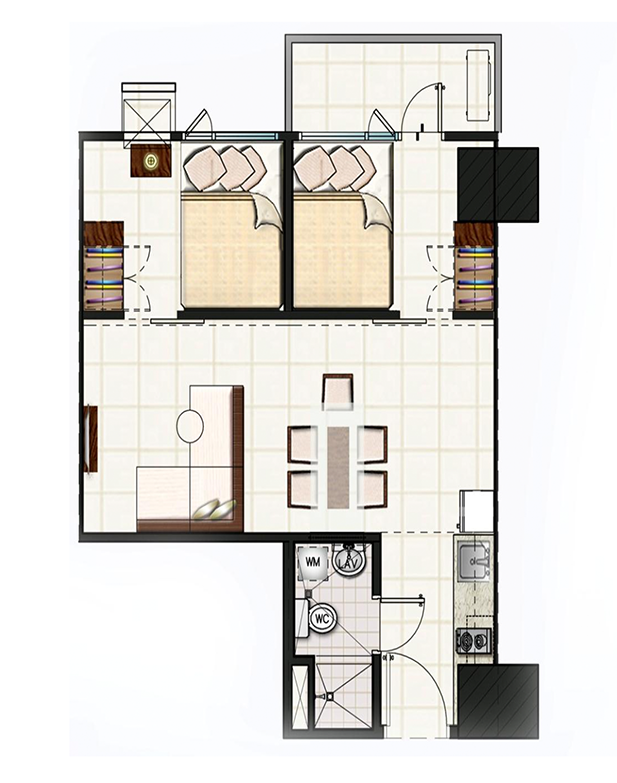 2-Bedroom with Balcony (Tower 3 only)